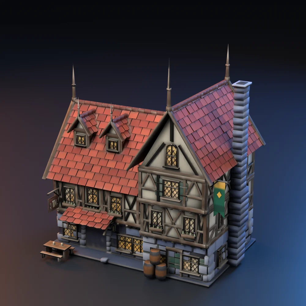 Modelo 3D estilo anime: Taverna