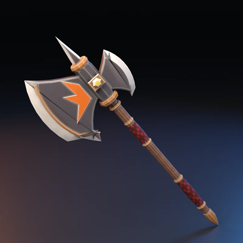 Equipamento 3D estilo anime: Machado das Brasas