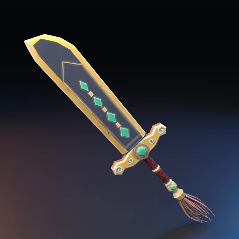 Equipamento 3D estilo anime: Montante de Pedra e Jade