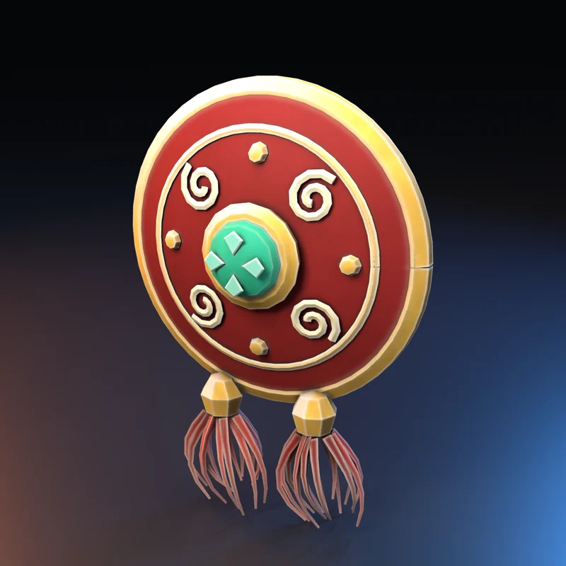 Equipamento 3D estilo anime: Escudo de Laca e Jade