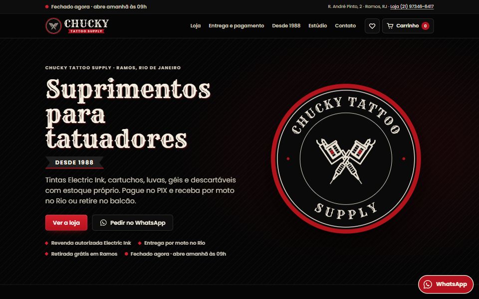 Site da Chucky Tattoo Supply