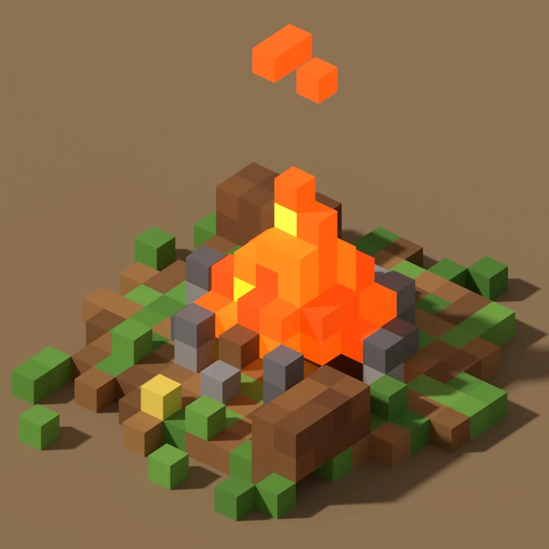 Modelo voxel: Fogueira